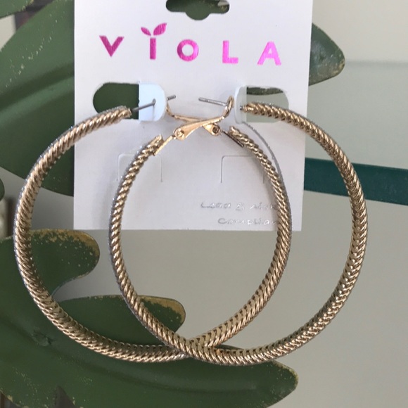 💎Crushed Crystal Ribbed Hoop Earrings 💎 - Picture 4 of 6